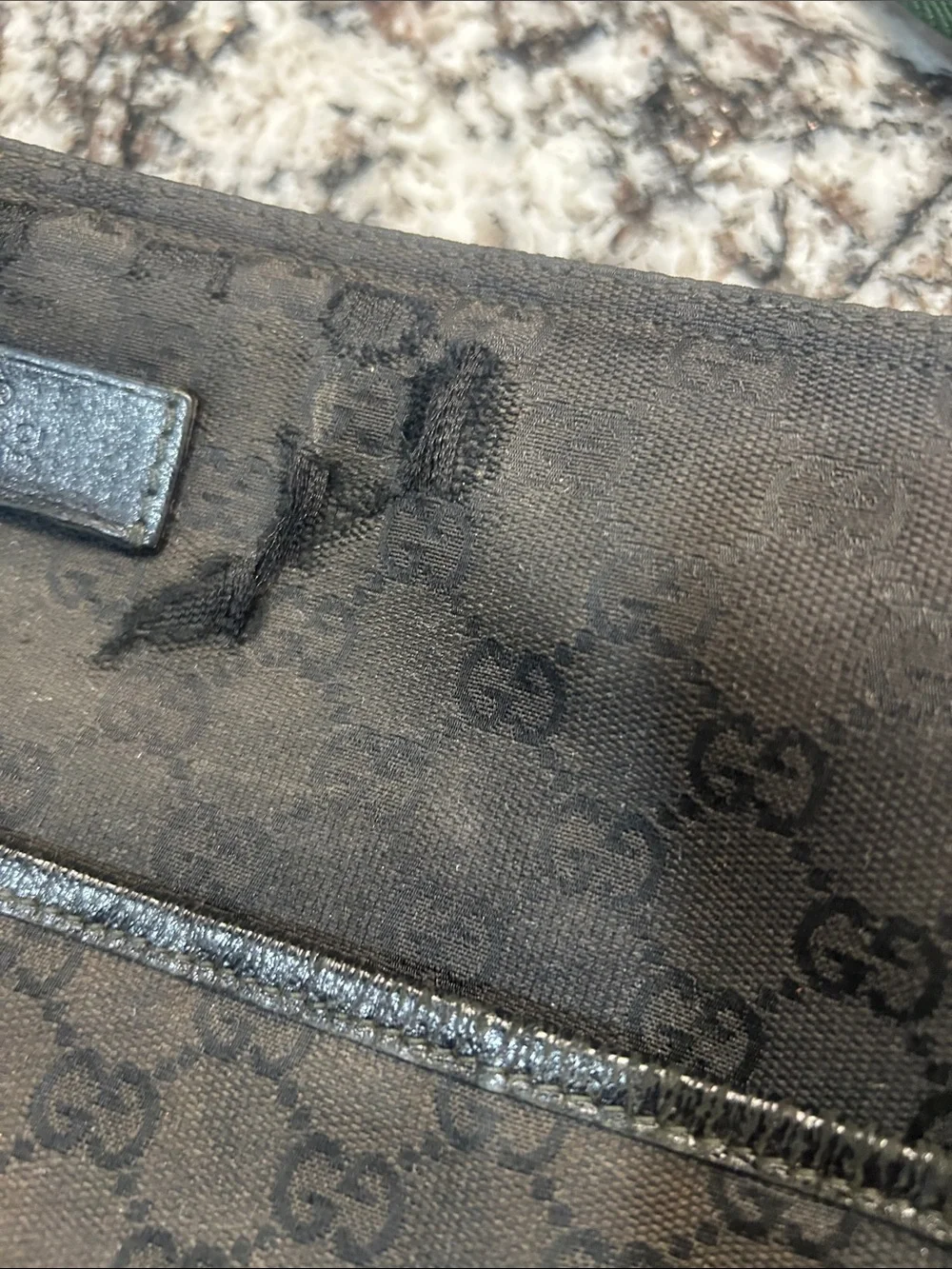Gucci Black Monogram GG Messanger Bag with Red-Green Web Strap